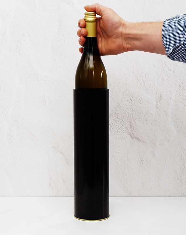 Wine Bottle Tin + Lid - Black (each)