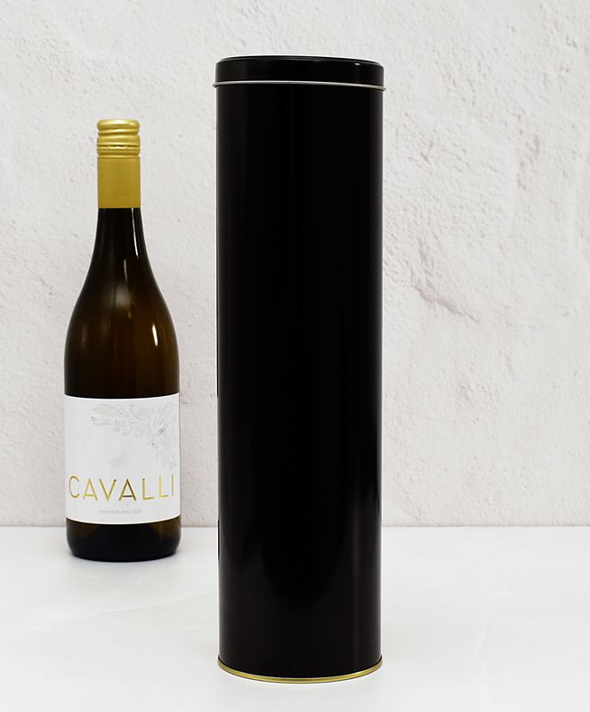 Wine Bottle Tin + Lid - Black (each)