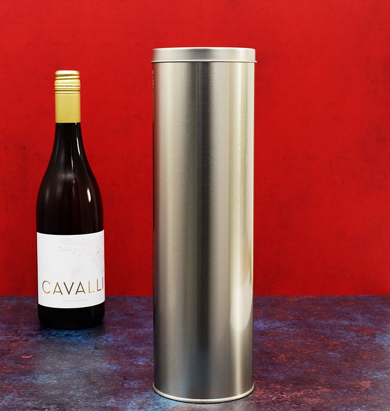 Wine Bottle Tin + Lid - Silver (each)
