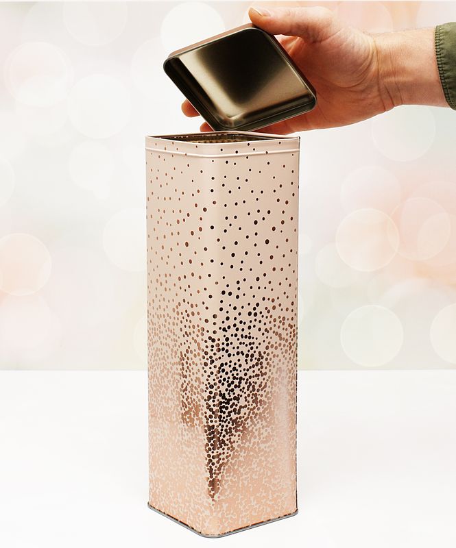 Wine/Champagne Bottle Tin - Cream &amp; Rose Gold (ea)