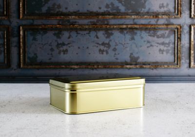 Aluminium Biscuit Tin + Lid - Gold (each)