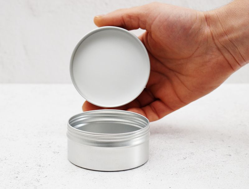 Aluminium Screw top Tin 150g Silver (81dx38h mm) (ea)