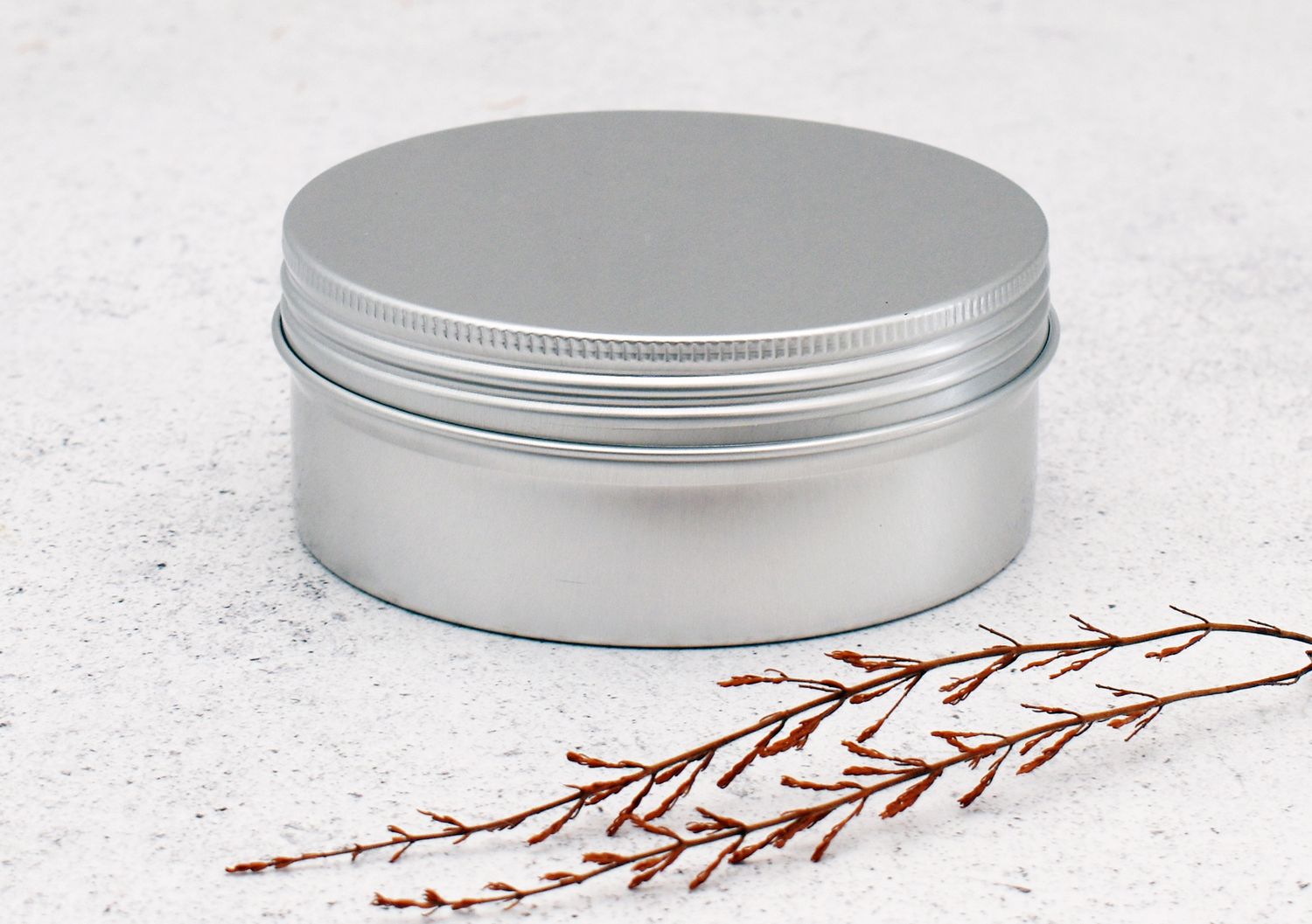 Aluminium Screw top Tin 250g Silver (100dx40h mm) (ea)