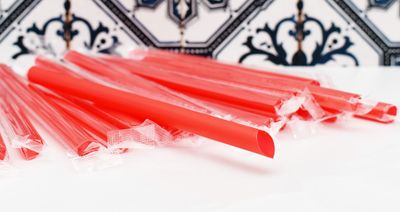 Straws Wrapped Thick Smoothie 12mm Red (100)