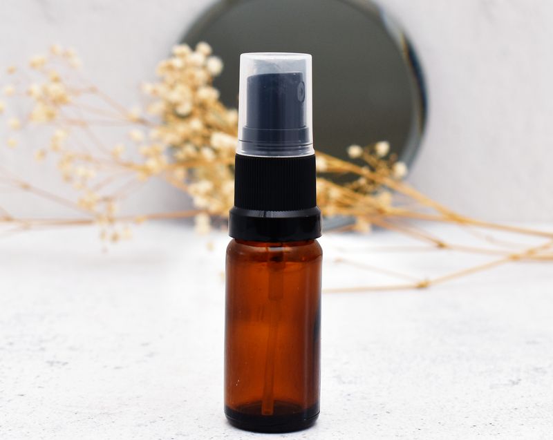 Amber Dropper Bottle 10ml - Pump Atomiser Black (18/410)