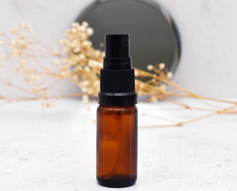 Amber Dropper Bottle 10ml - Pump Atomiser Black (18/410)