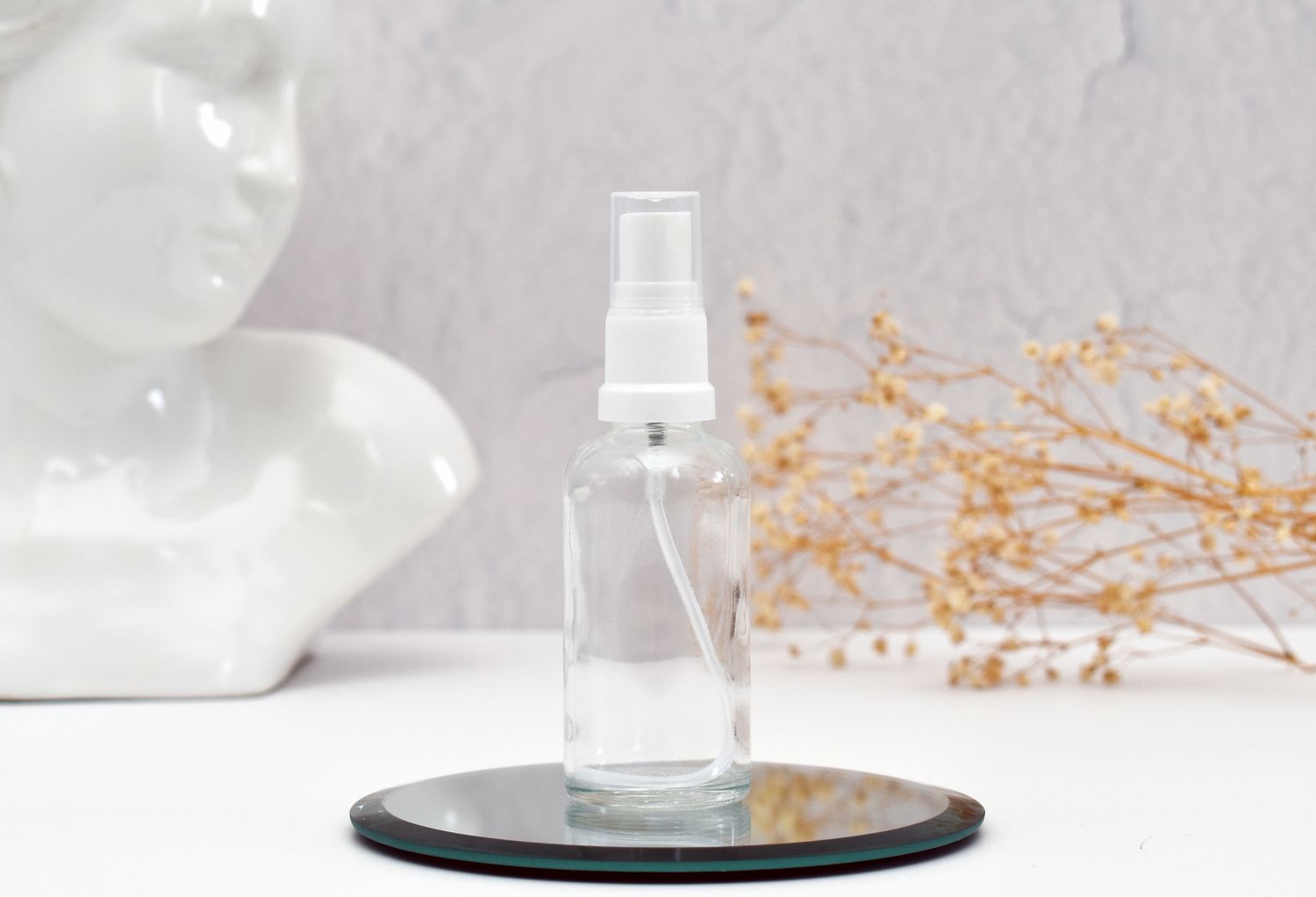 Clear Dropper Bottle 50ml - Pump Atomiser White (18/410)