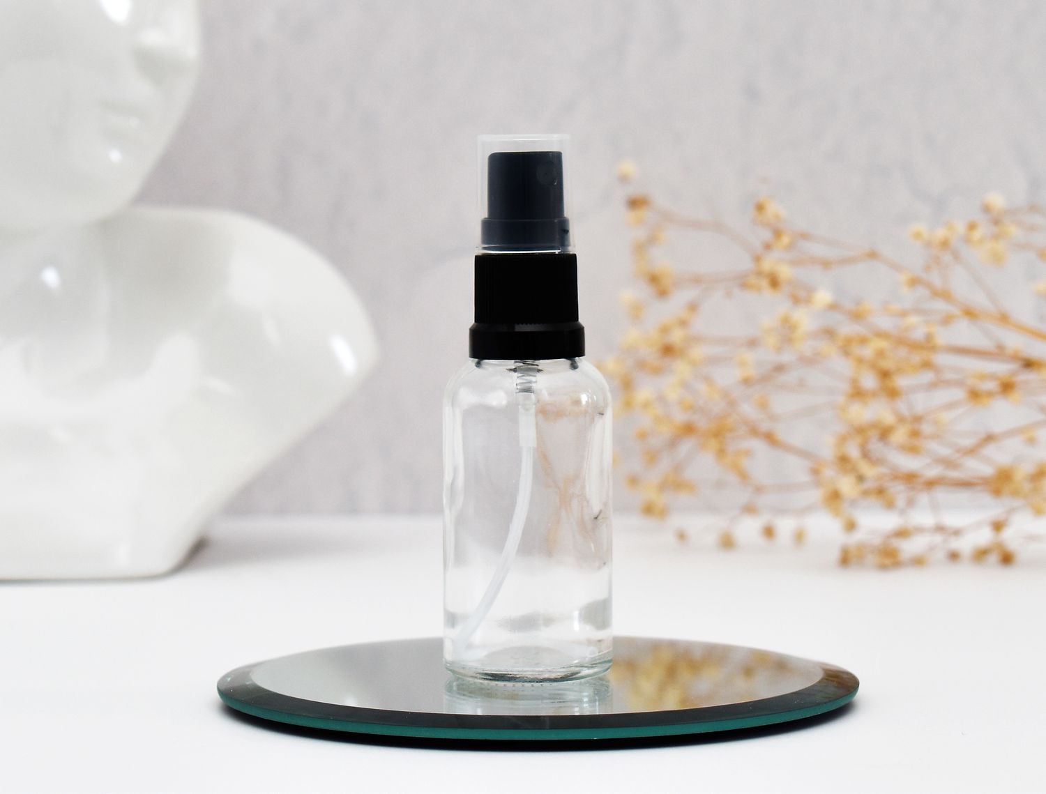 Clear Dropper Bottle 30ml - Pump Atomiser Black (18/410)