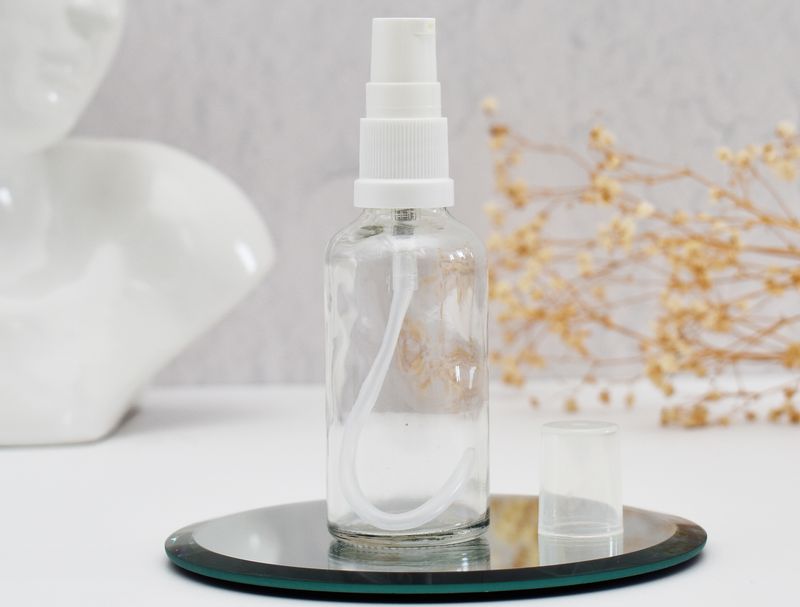 Clear Glass Bottle Lotion/Serum White Pump 50ml