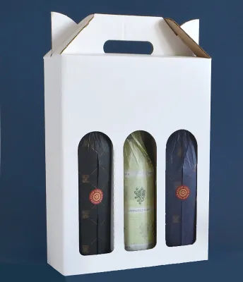 Box Corrugated Wine Bottle Pack 3 - White (each)