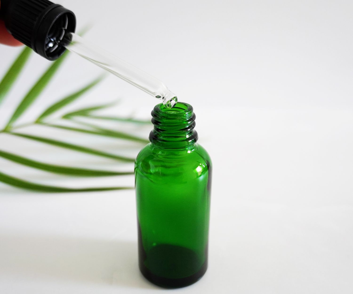 Green Glass Bottle Dropper 30ml - Pipette 77mm Black