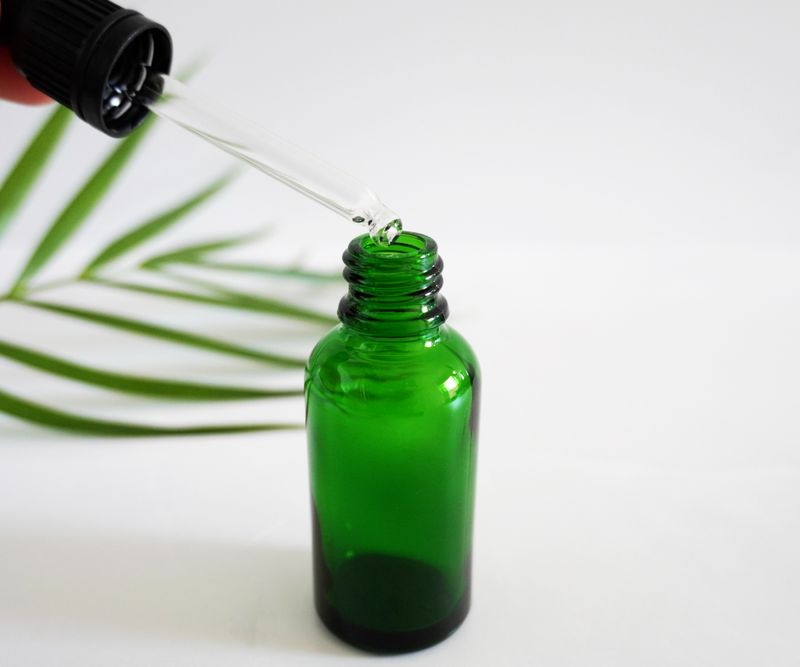 Green Glass Bottle Dropper 30ml - Pipette 77mm Black