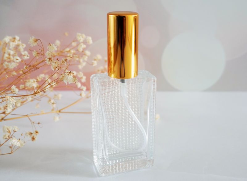 Perfume Bottle Square Ombre + White Pump +  Gold Cap 30ml
