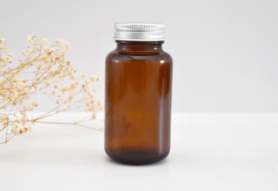 Amber Glass Jar Tablet 125ml - Aluminium Silver 38mm