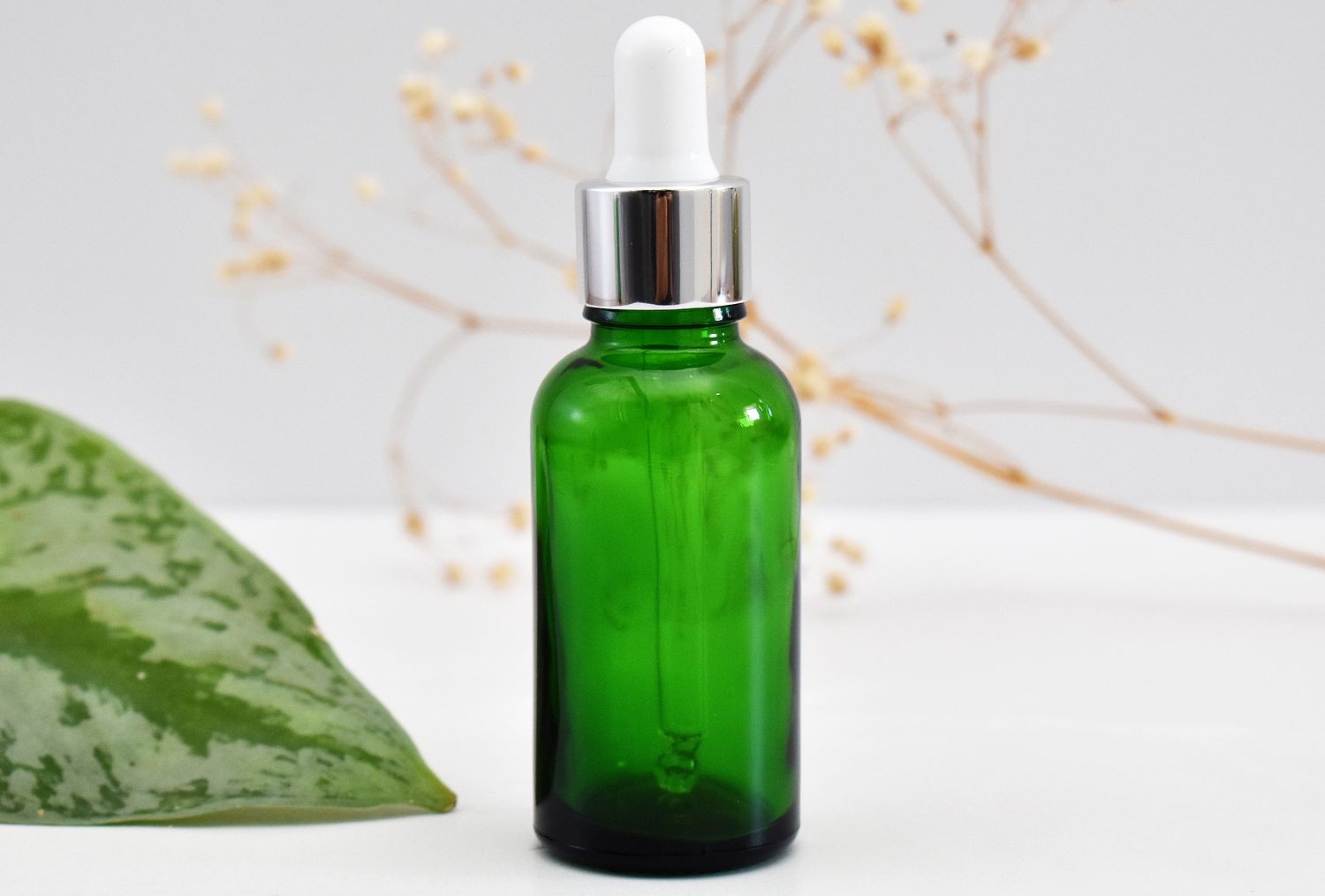 Green Glass Bottle Dropper 30ml - Pipette 18x84mm Sil/White
