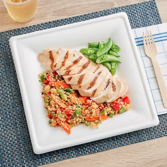 E - EcoWare Compostable Plate Square 26 cm (Qty 50)