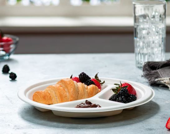 E - EcoWare Compostable Plate 3 Div 23cm (50)