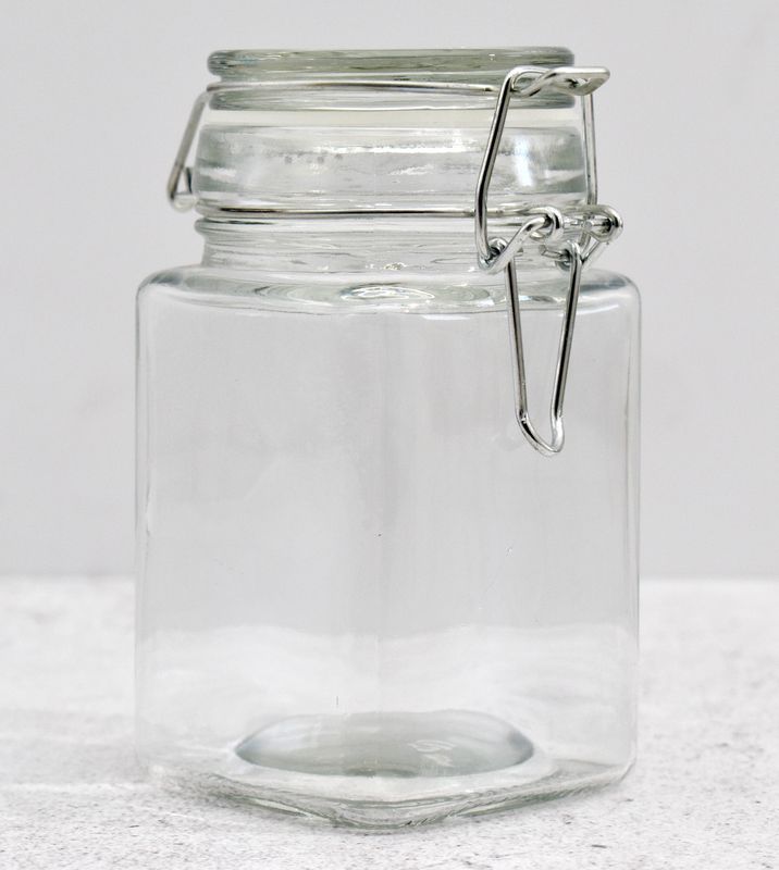 Glass Jar Cliptop Square 12x6cm 325ml (HM19926)