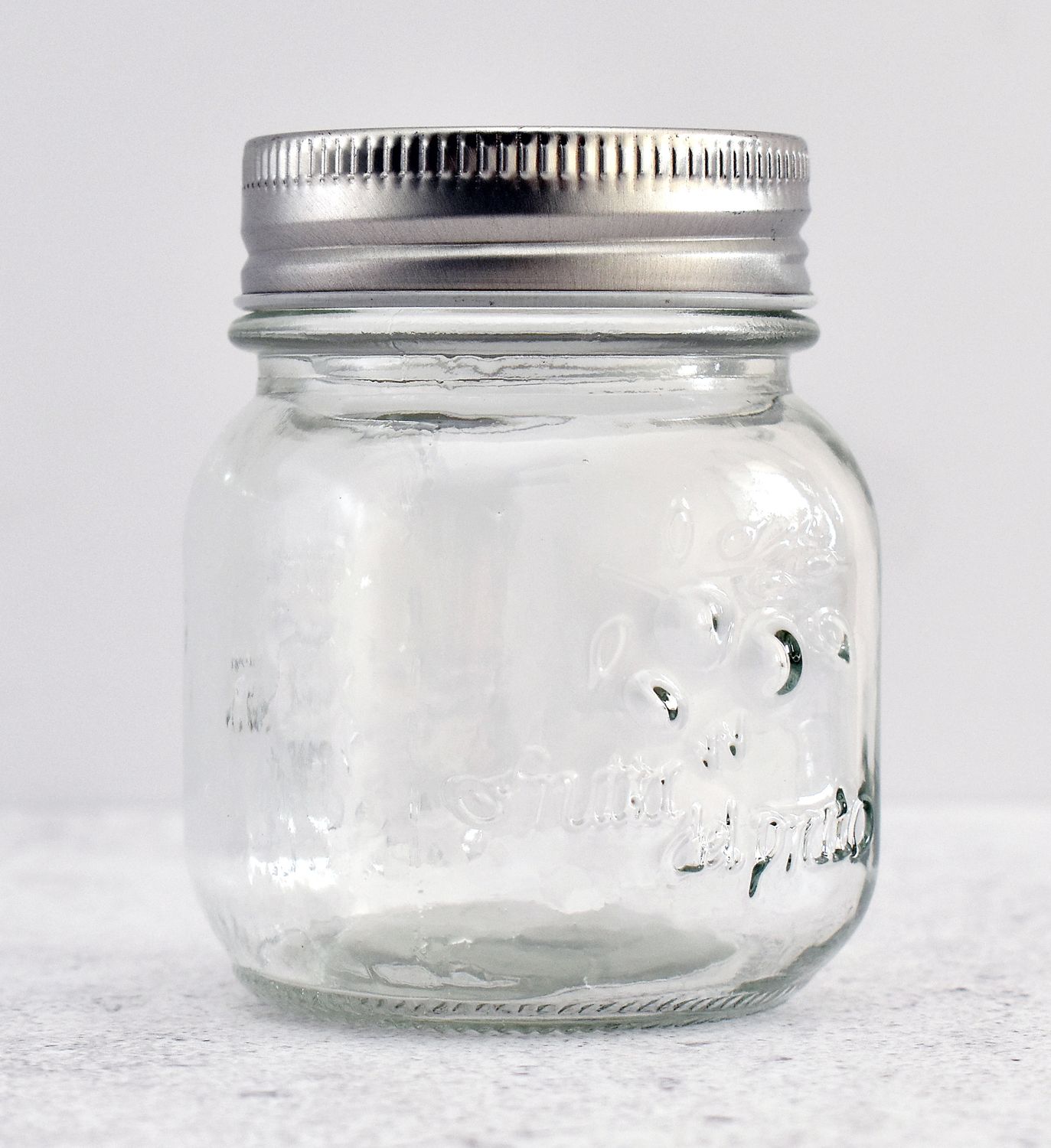Glass Jar Embossed with Silver Lid - 150ml