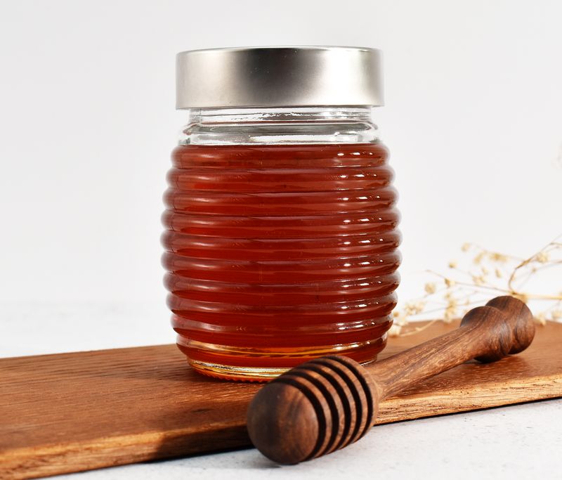 Glass Jar Beehive With Silver Screw on Lid 310ml