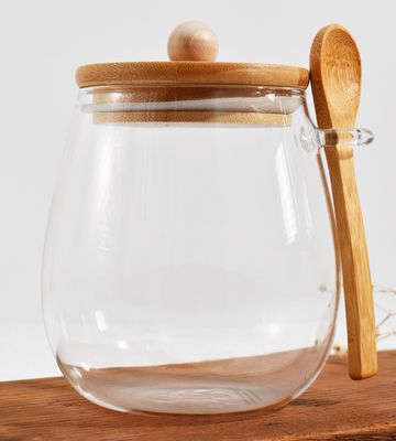 Glass Honey Jar With Bamboo Lid &amp; Spoon 660ml