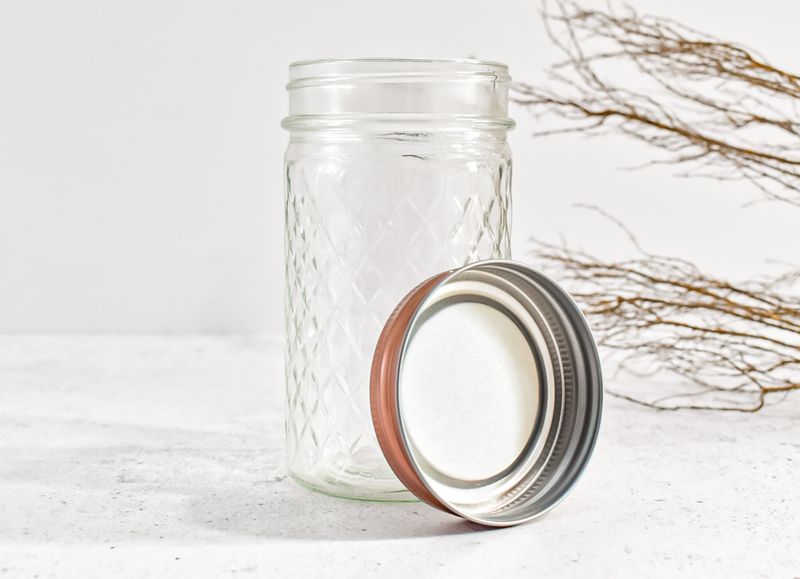 Glass Jar Pineapple Pattern Copper Color Lid 310ml