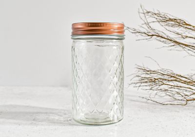 Glass Jar Pineapple Pattern Copper Color Lid 310ml