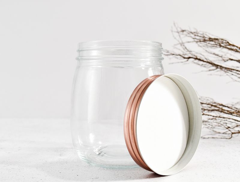 Glass Jar Round With R/Gold Lid 13x9.5cm 700ml