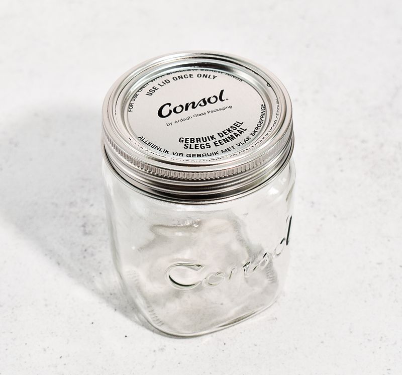 Glass Jar Consol Preserve 500ml + Silver Lid  (ea)