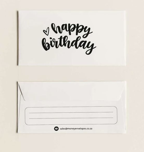 Money Envelopes - Happy Birthday Black on White (2pc)