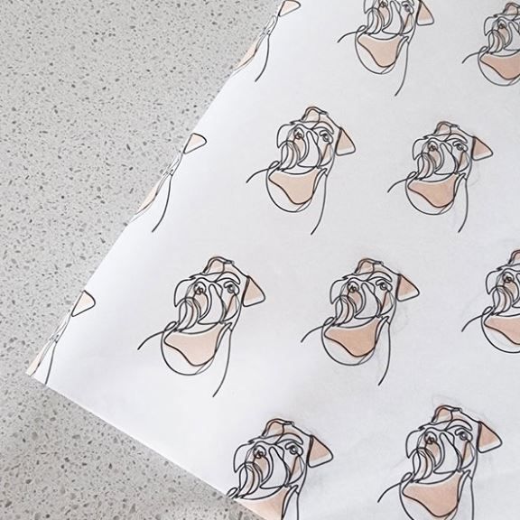 Tissue Paper - Schnauzer - Peach &amp; Black on White (Qty 5)