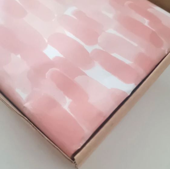 Tissue Paper - Paint Strokes - Pink on White (Qty 5)