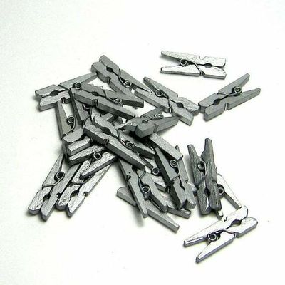 Wooden Mini Pegs 2.5cm Silver (Qty100)