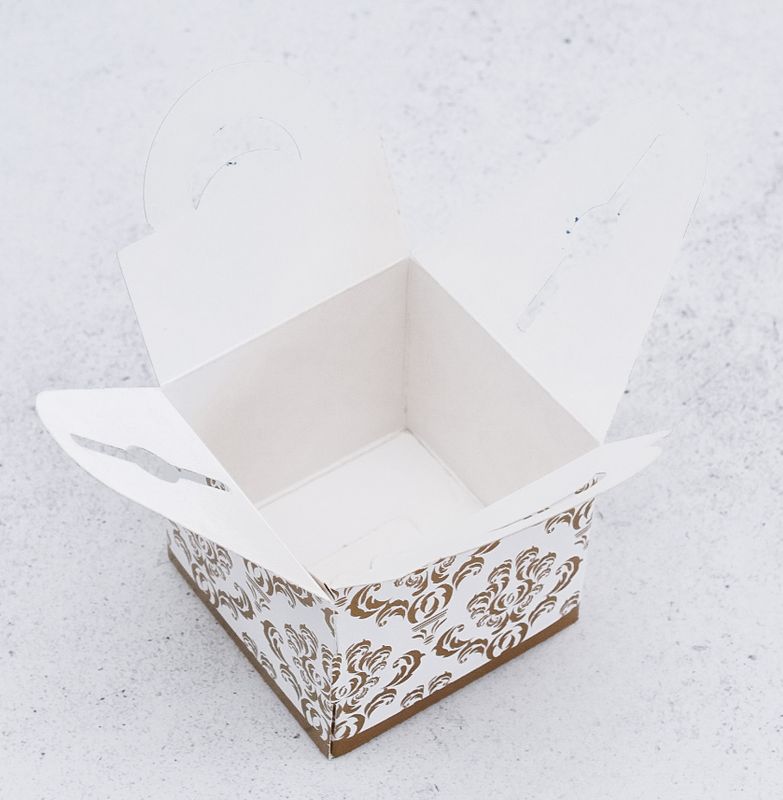 Novelty Box Damask 65x65x60mm Gold (ea)