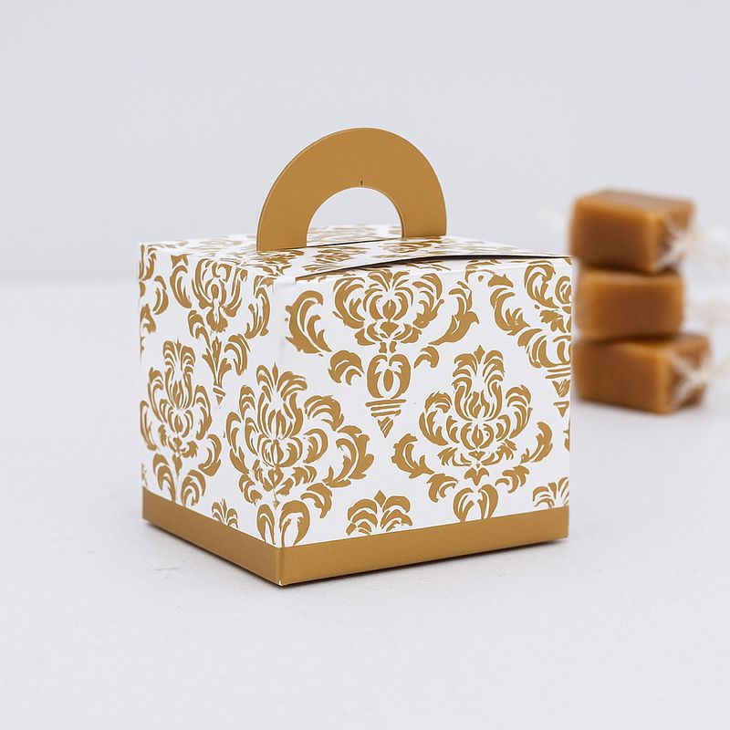 Novelty Box Damask 65x65x60mm Gold (ea)