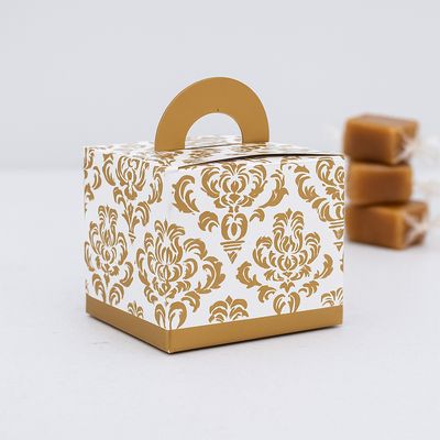 Novelty Box Damask 65x65x60mm Gold (ea)