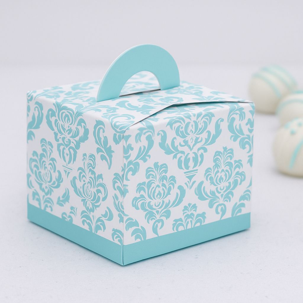 Novelty Box Damask 65x65x60mm Light Blue (ea)