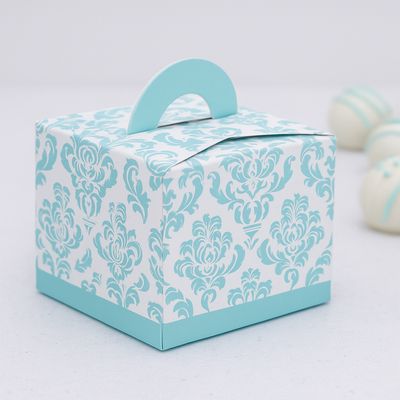 Novelty Box Damask 65x65x60mm Light Blue (ea)