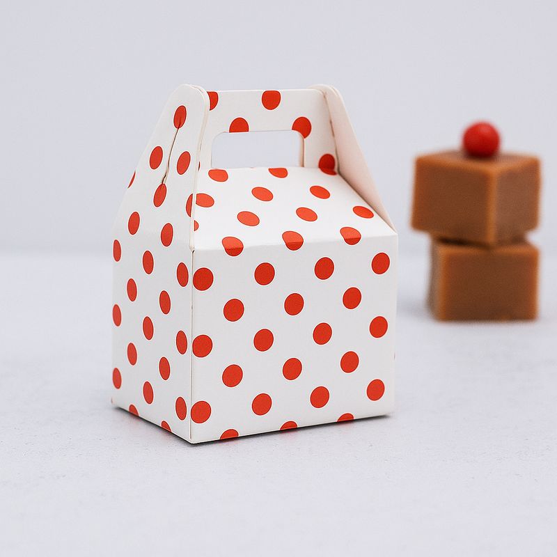 Mini Party Box 70 x 50 x 50 mm Red Dot on White (ea)