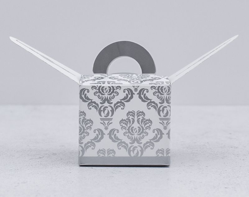 Novelty Box Damask 65x65x60mm Silver (ea)