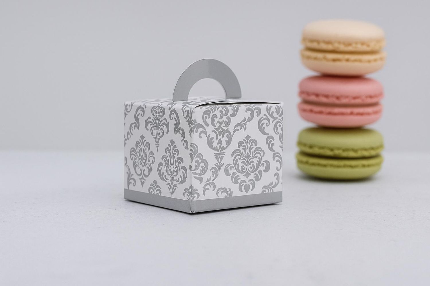 Novelty Box Damask 65x65x60mm Silver (ea)