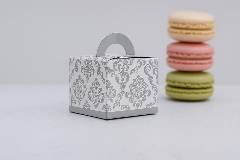 Novelty Box Damask 65x65x60mm Silver (ea)