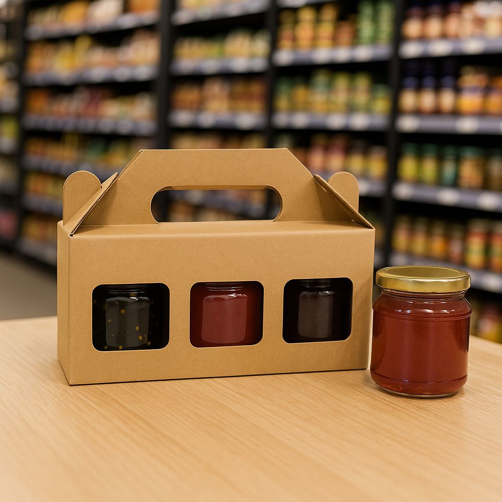 3 Jar Carrier Box Corrugated Kraft 190 x 60 x 90 mm (ea)