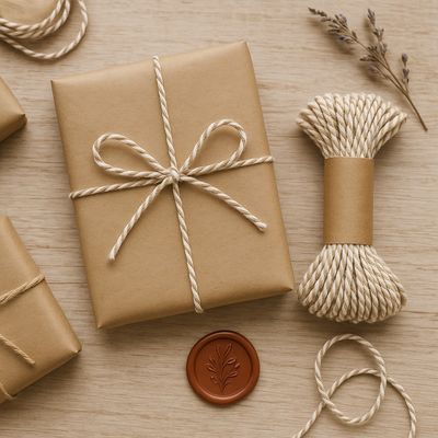 Bakers Twine 10 m x 2 mm - Dark Cream &amp; White (ea)