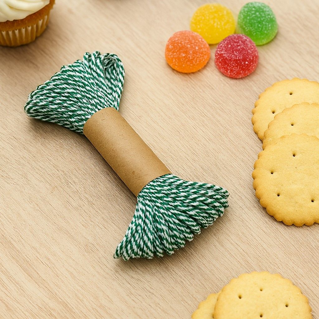 Bakers Twine 10 m x 2 mm - Jungle Green &amp; White (ea)