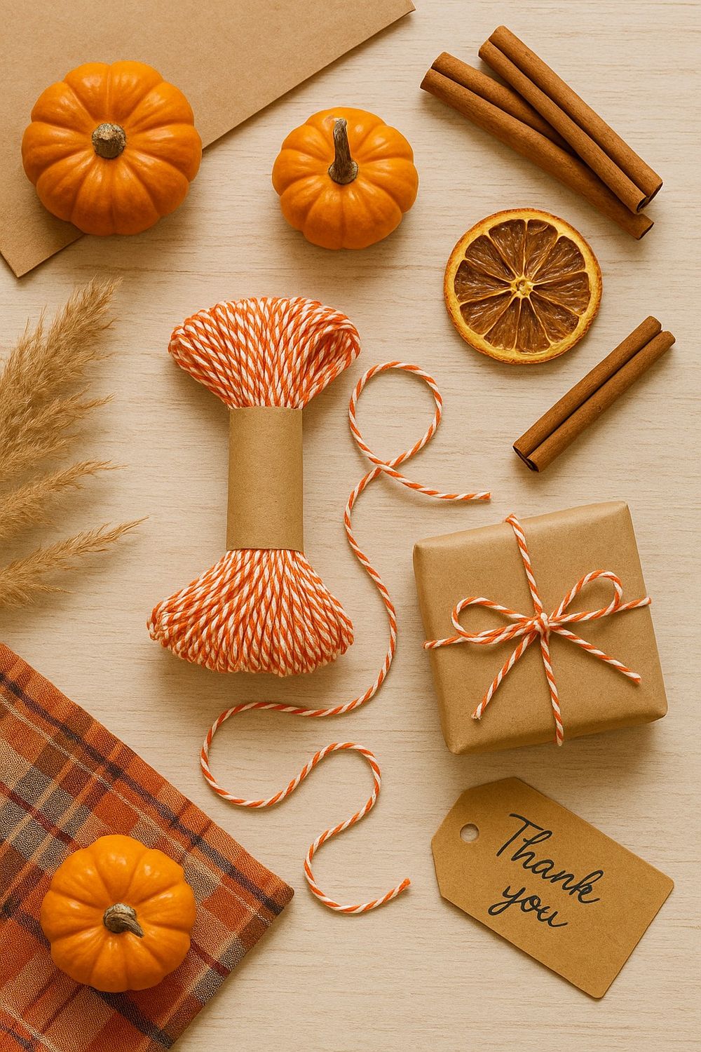 Bakers Twine 10mx2mm - Orange &amp; White (ea)