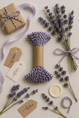 Bakers Twine 10mx2mm - Purple &amp; White (ea)
