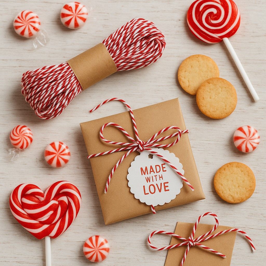 Bakers Twine 10mx2mm - Red &amp; White (ea)