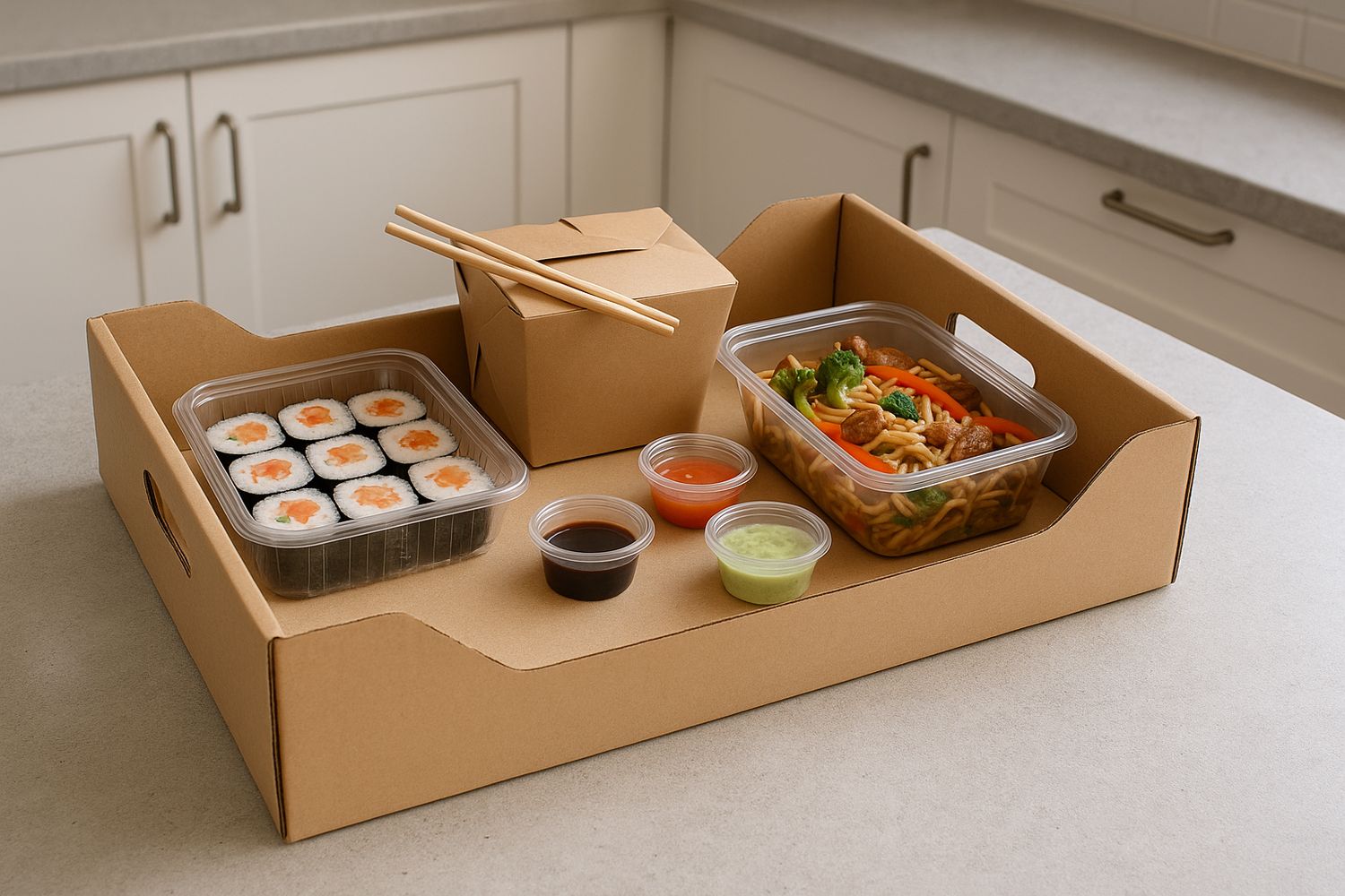 Corrugated Take Away Handle Tray 405 x 310 x 90mm