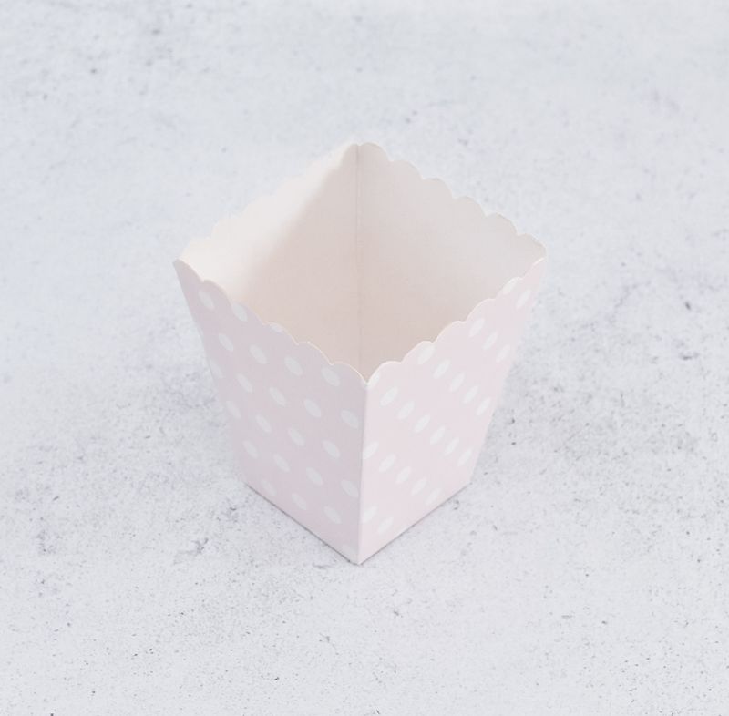 Box Popcorn Mini Dot White on Baby Pink 5 x 5 x 10 cm (ea)